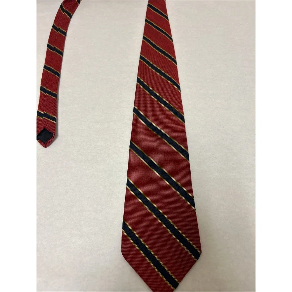 Brooks Brothers Makers mens Repp Silk Tie Red Blue‎ Gold Striped Business Formal